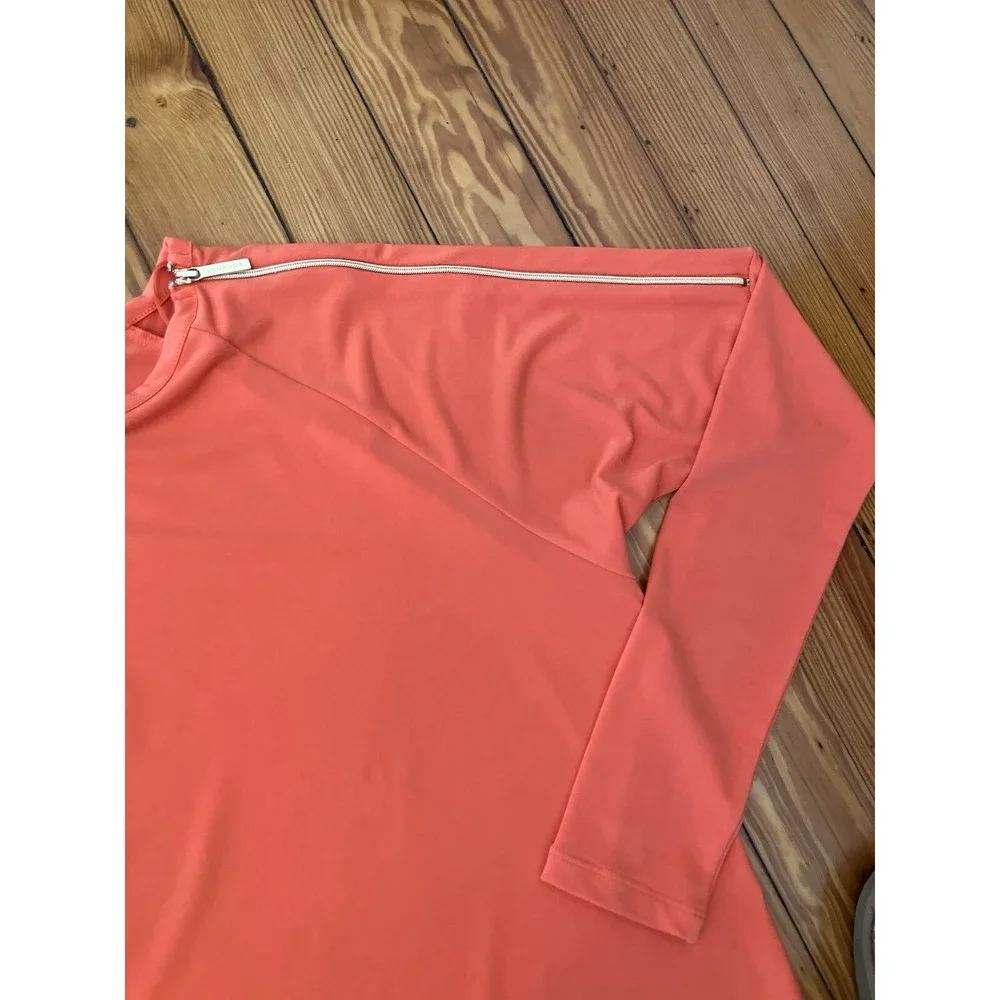 Michael Kors Shirt Sz S Orange‎ Zipper Long Sleeve